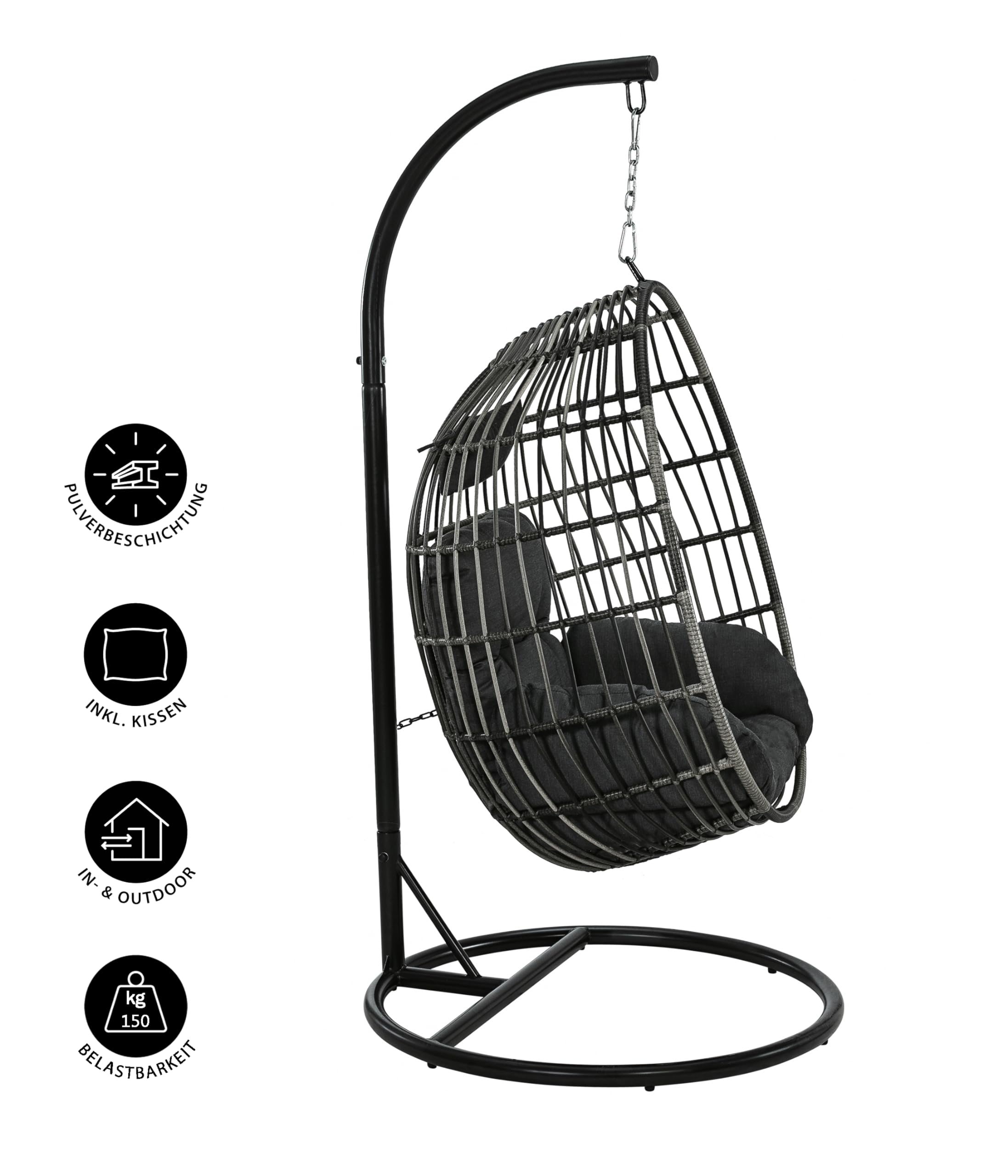 Dehner Maui Hängesessel grau Ö94 cm mit Gestell