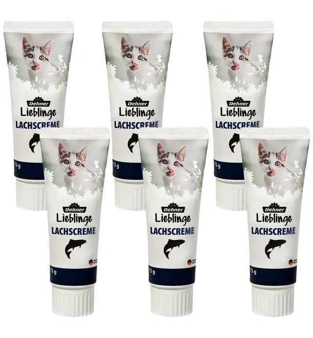 Dehner Lieblinge Katzensnack Lachscreme 6x75g zuckerfrei
