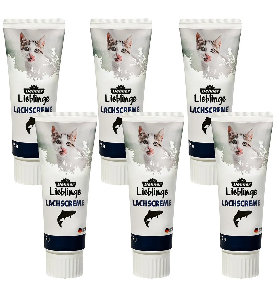 Dehner Lieblinge Katzensnack Lachscreme 6x75g zuckerfrei