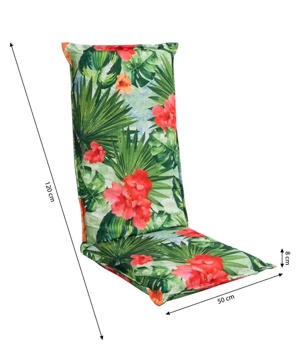 Dehner Varadero Hochlehner-Auflage 120x50x8 cm grün/rot