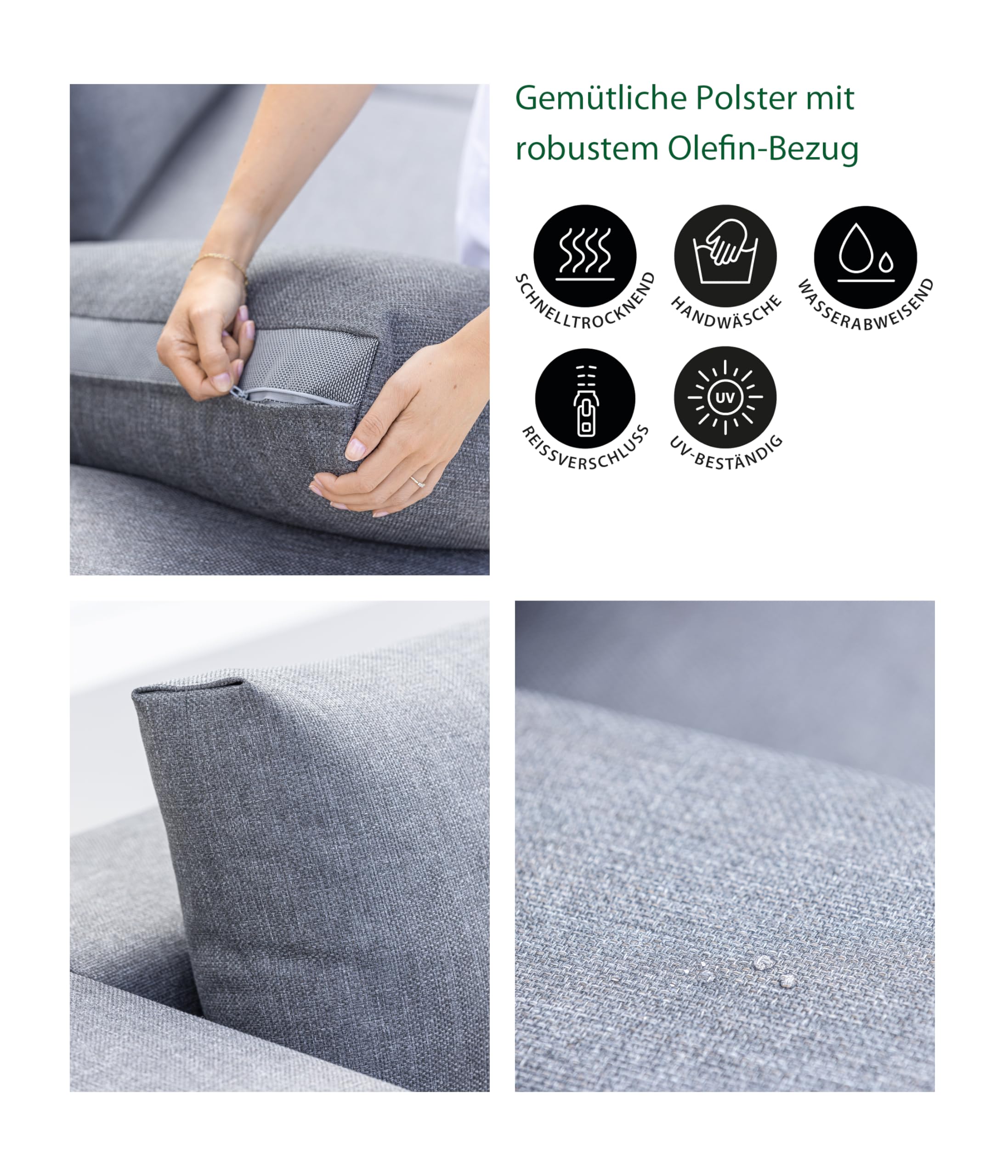 Dehner Riva Garten-Lounge 3-teilig 4-Sitzer schwarz