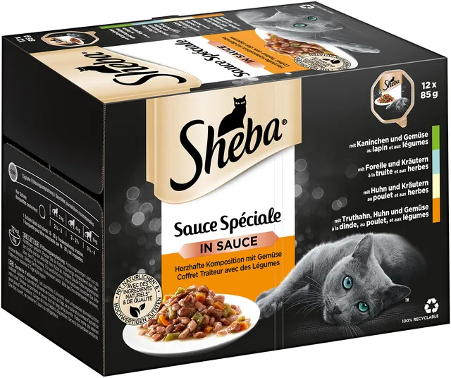 Sheba Sauce Spéciale Herzhafte Komposition Nassfutter 72x85g