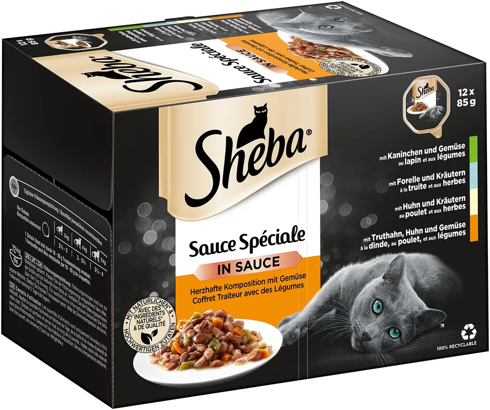 Sheba Sauce Spéciale Herzhafte Komposition Nassfutter 72x85g