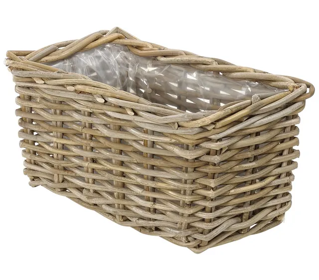 Dehner Rattan Pflanzkasten 30x15x15cm grau-braun wetterfest