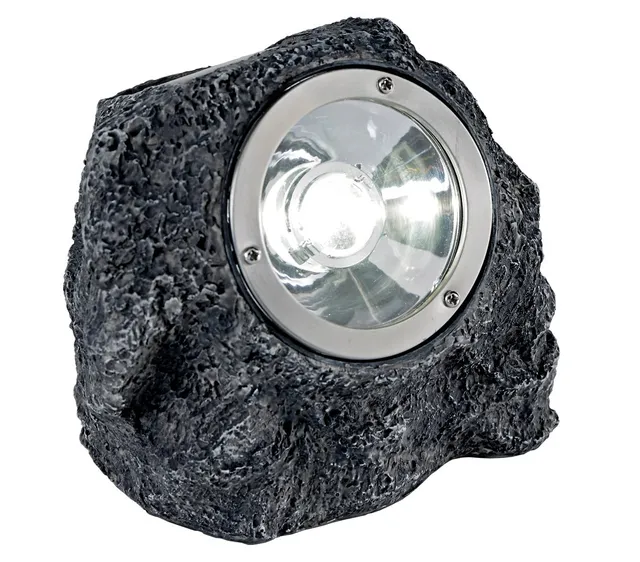 Dehner Solar Leuchtstein 16 cm grau mit Dämmerungssensor