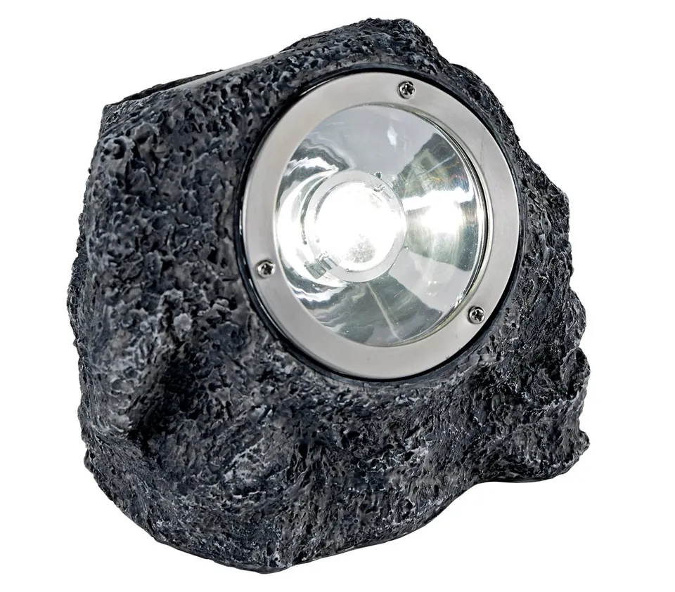 Dehner Solar Leuchtstein 16 cm grau mit Dämmerungssensor