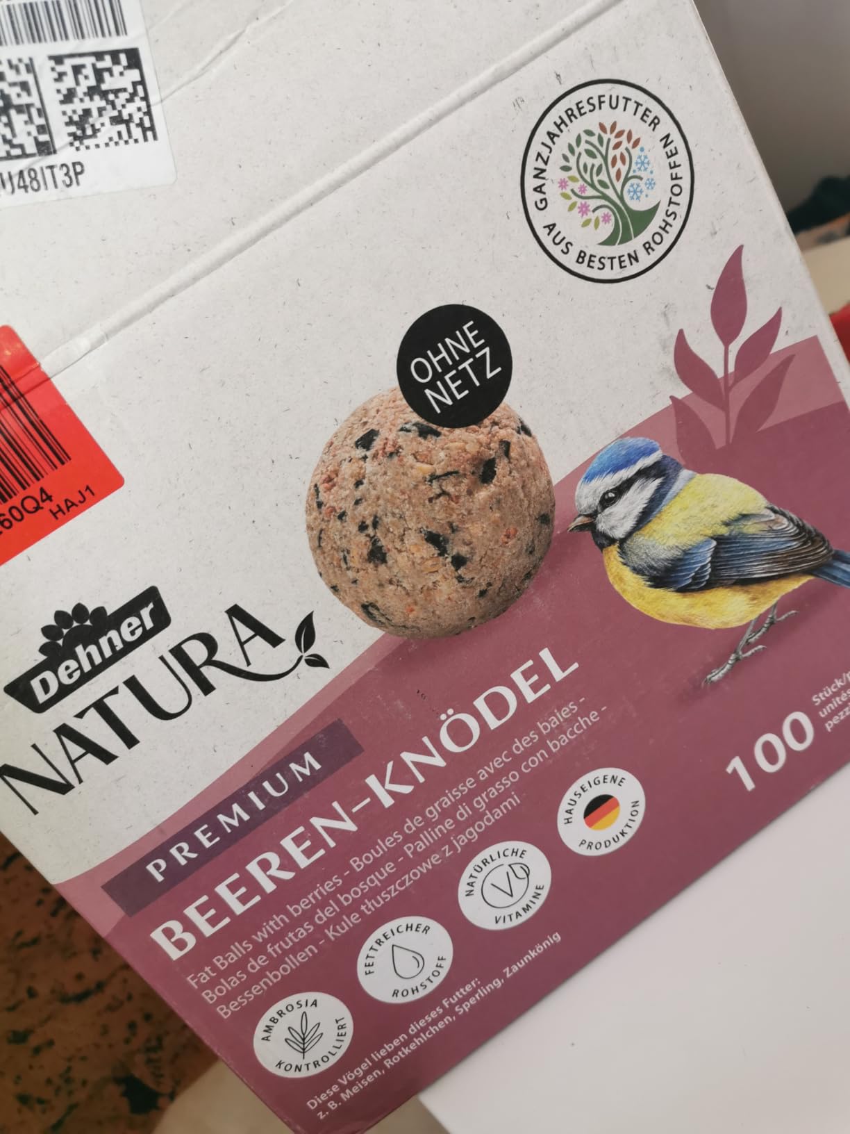 Dehner Natura Meisenknödel ohne Netz Beeren Wildvogelfutter 100x90g