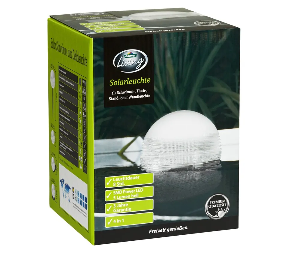 Dehner Living Solarleuchte 4-in-1 12 cm SMD-LED schwimmfähig