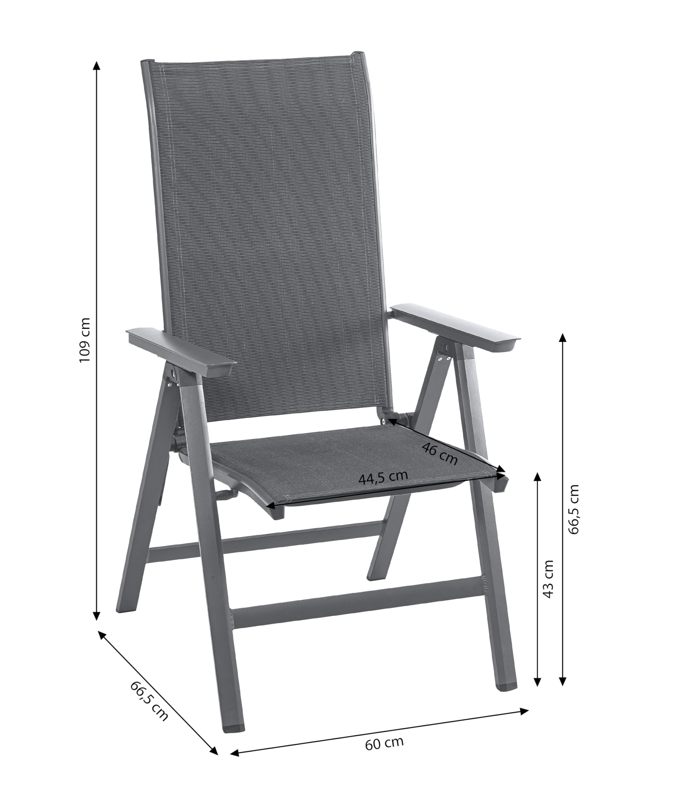 Dehner Cleveland Klappsessel Aluminium grau 108cm