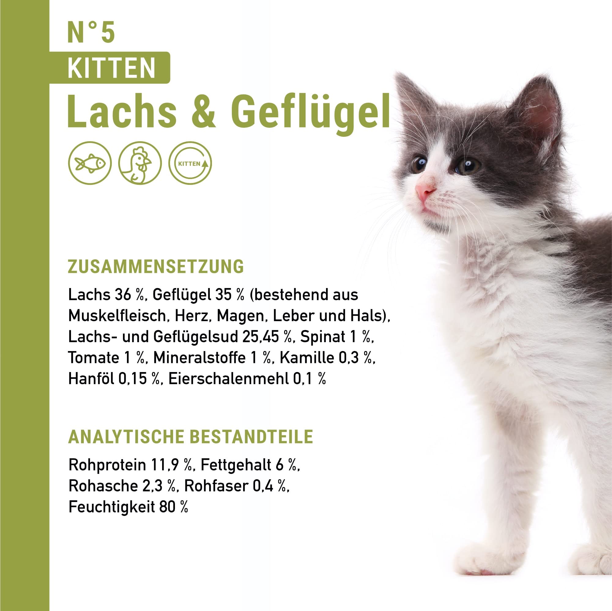 catz finefood Kitten No.5 Lachs Geflügel Nassfutter 16x85g
