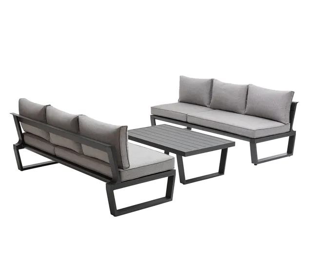 Dehner Bellevue Gartenlounge 3-teilig dunkelgrau Polster