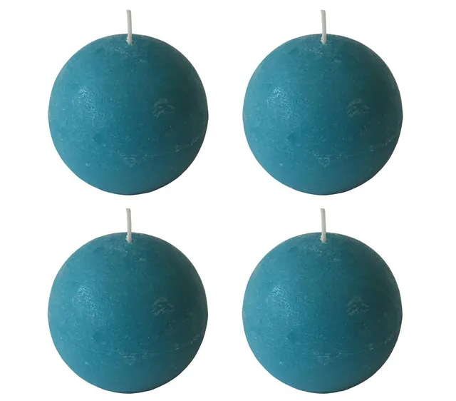 Dehner Premium Lovely Rustic Kugelkerzen türkis 4 Stück