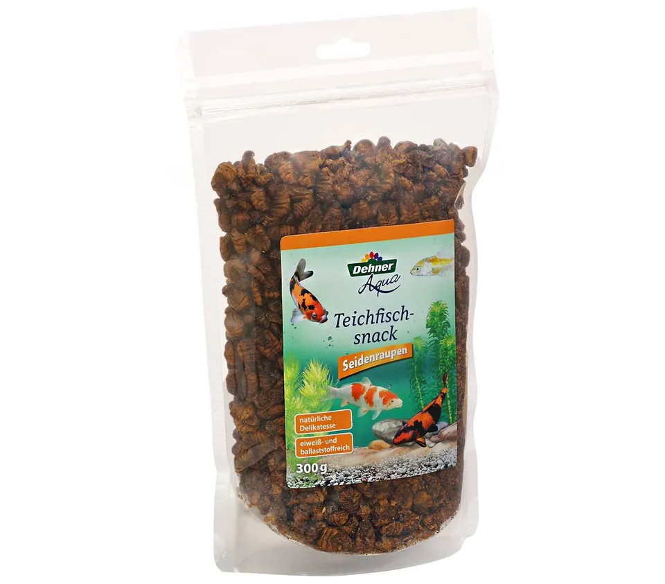 Dehner Aqua Teichfischsnack Seidenraupen Fischfutter 300g proteinreich