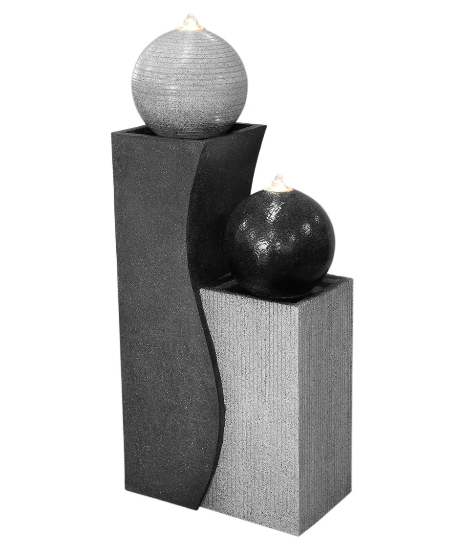 Dehner Ying Yang Gartenbrunnen 94 cm grau LED