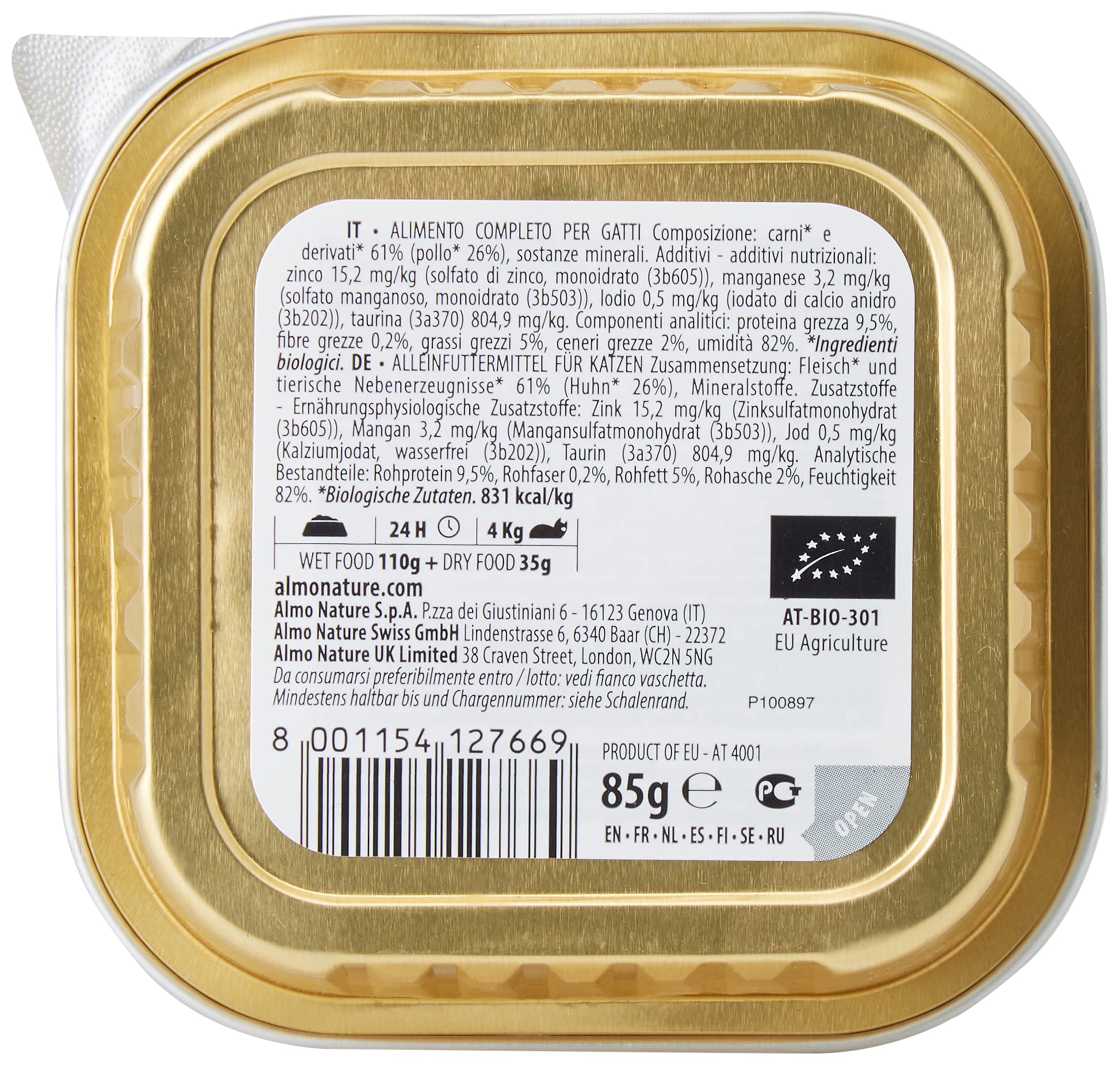Almo Nature Bio Organic Maintenance Nassfutter Huhn 19x85g bio