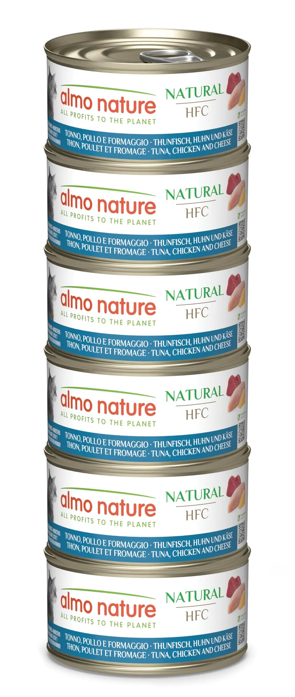 Almo Nature HFC Natural Nassfutter Thunfisch Huhn Käse 6x70g glutenfrei