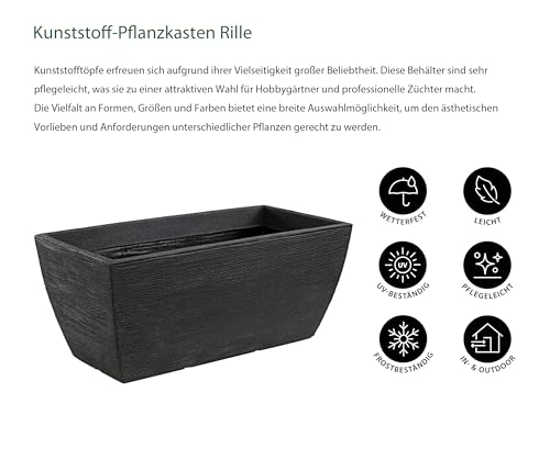 Dehner Rille Blumenkasten Kunststoff 80x40x34 cm anthrazit