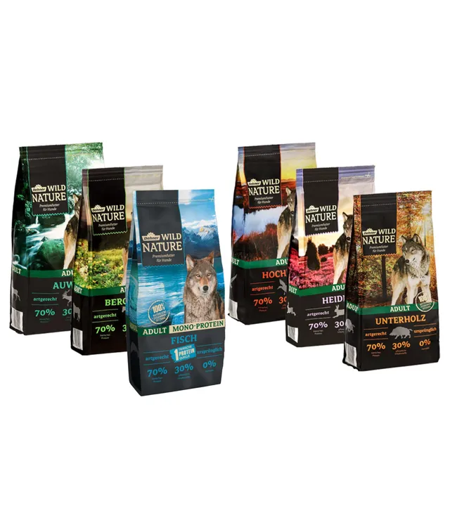 Dehner Wild Nature Probier-Set Trockenfutter 6x1kg getreidefrei