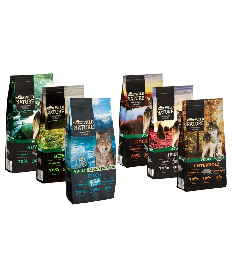 Dehner Wild Nature Probier-Set Trockenfutter 6x1kg getreidefrei