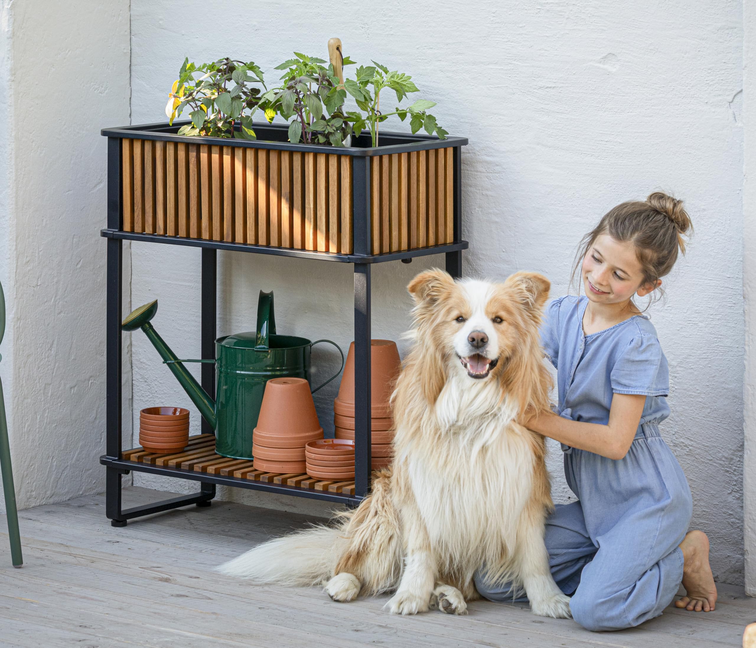 Dehner Boston Hochbeet Akazienholz schwarz-braun Balkon