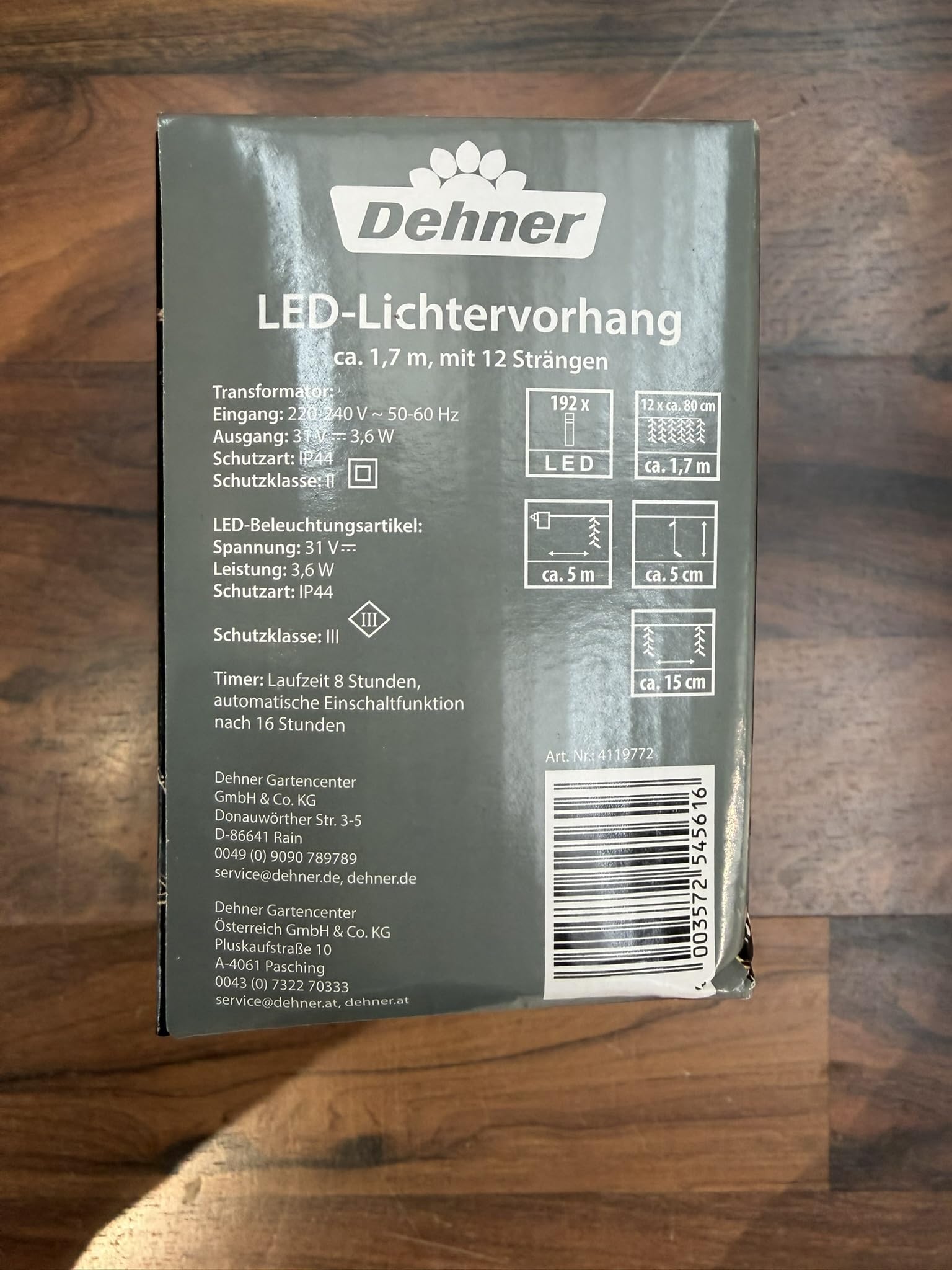 Dehner LED-Lichtervorhang 165 cm 192 LEDs warmweiß