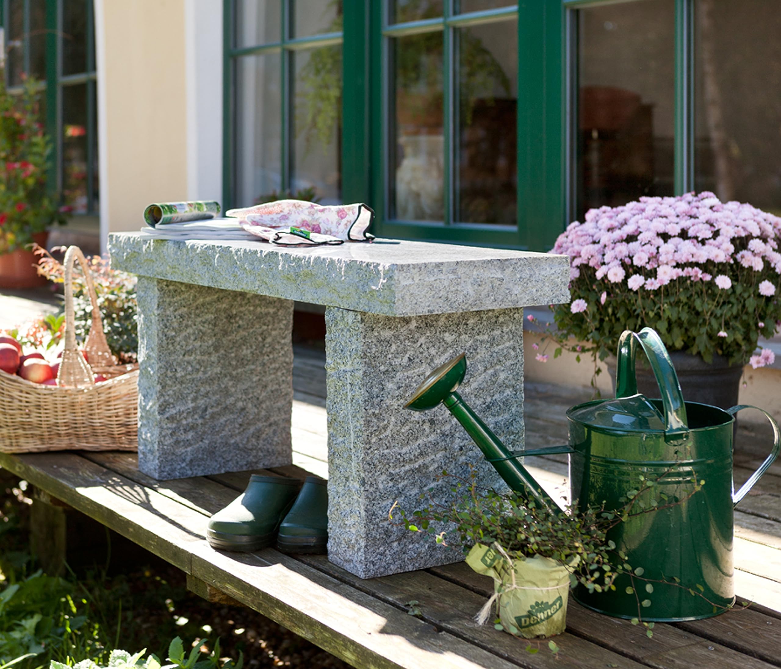 Dehner Fine Nature Gartenbank 2-Sitzer Granit 100 cm
