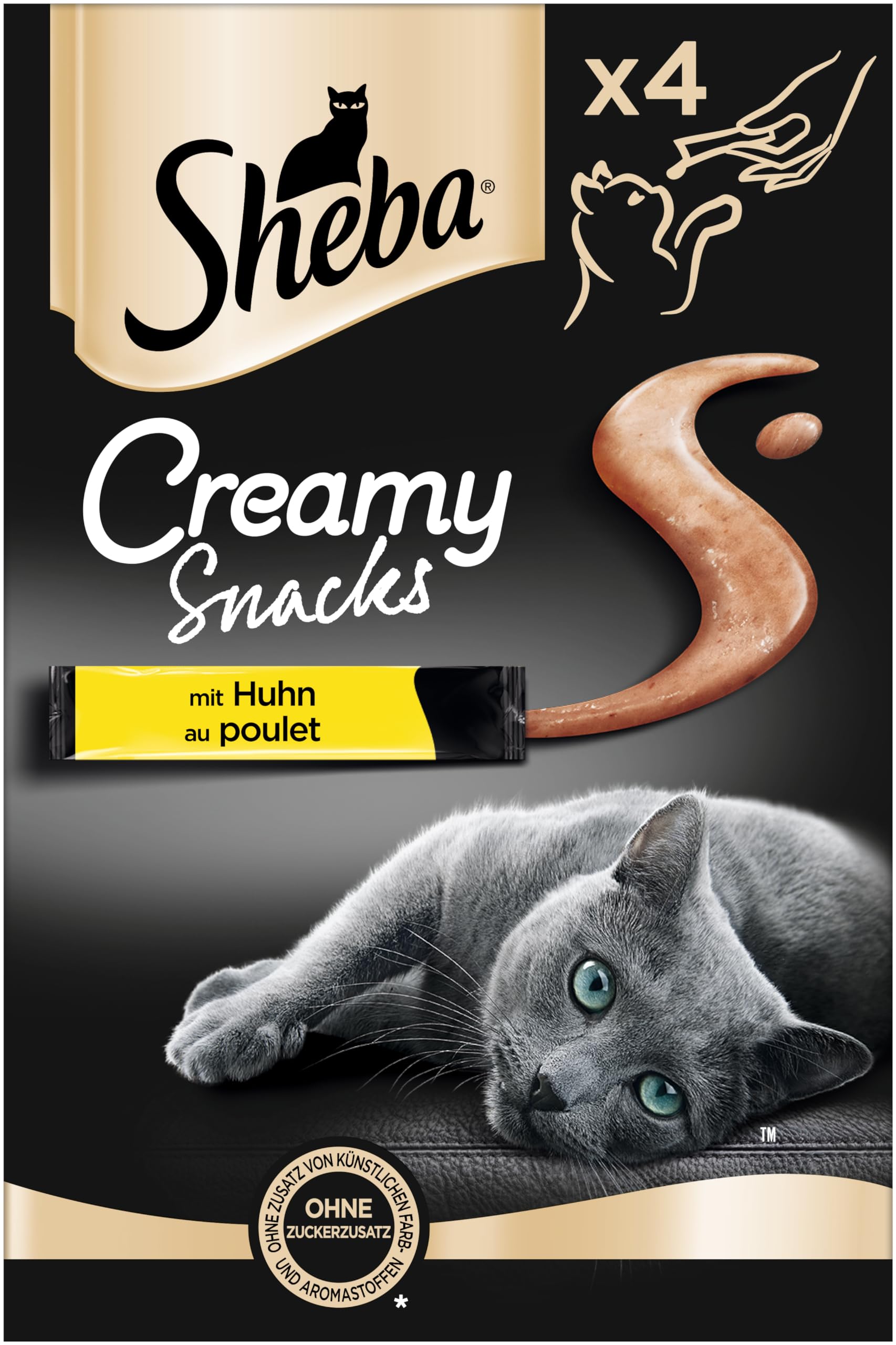 Sheba Creamy Snacks Katzen Huhn 528 g samtig Portionsbeutel