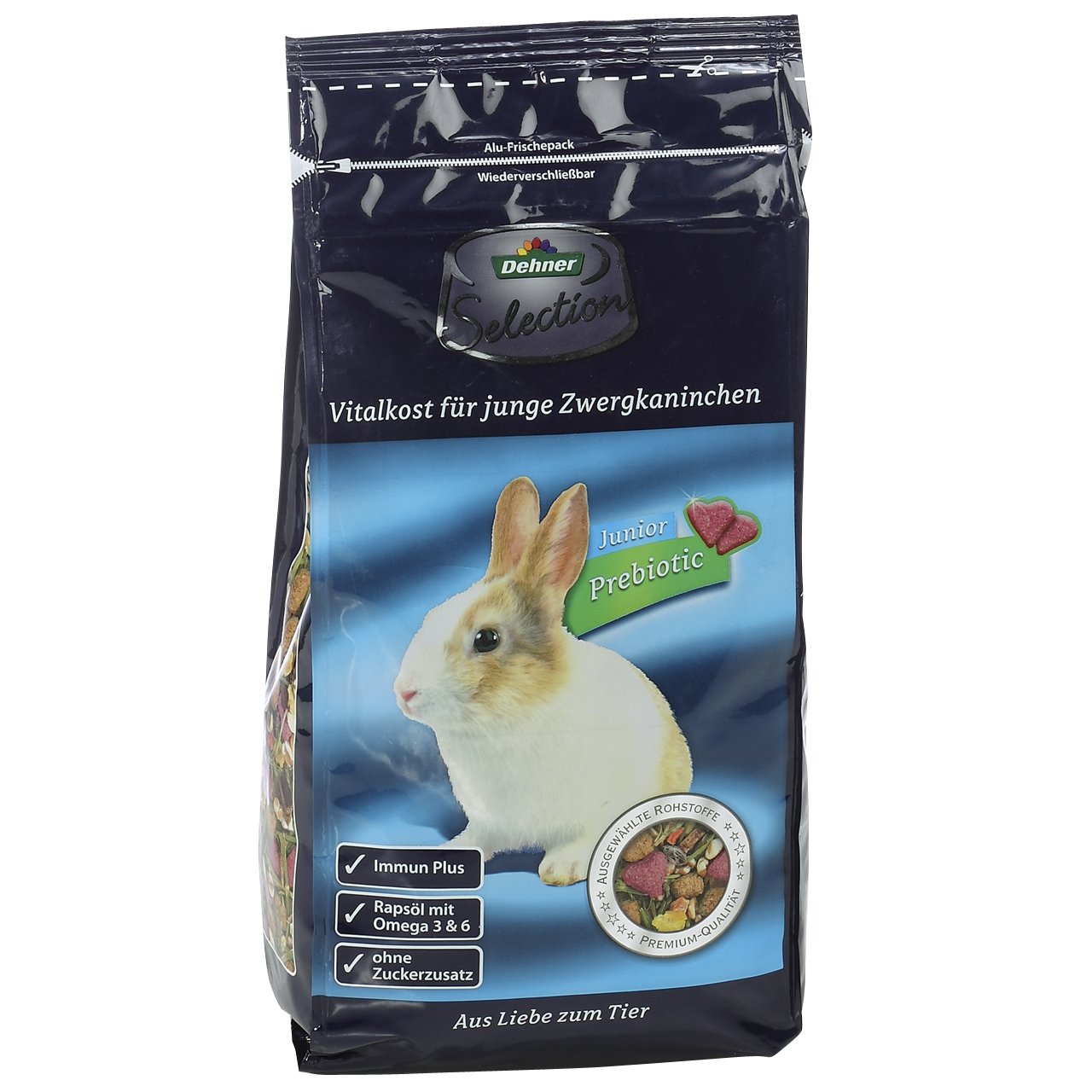 Dehner Selection Zwergkaninchenfutter Junior Futter 2x750g prebiotisch