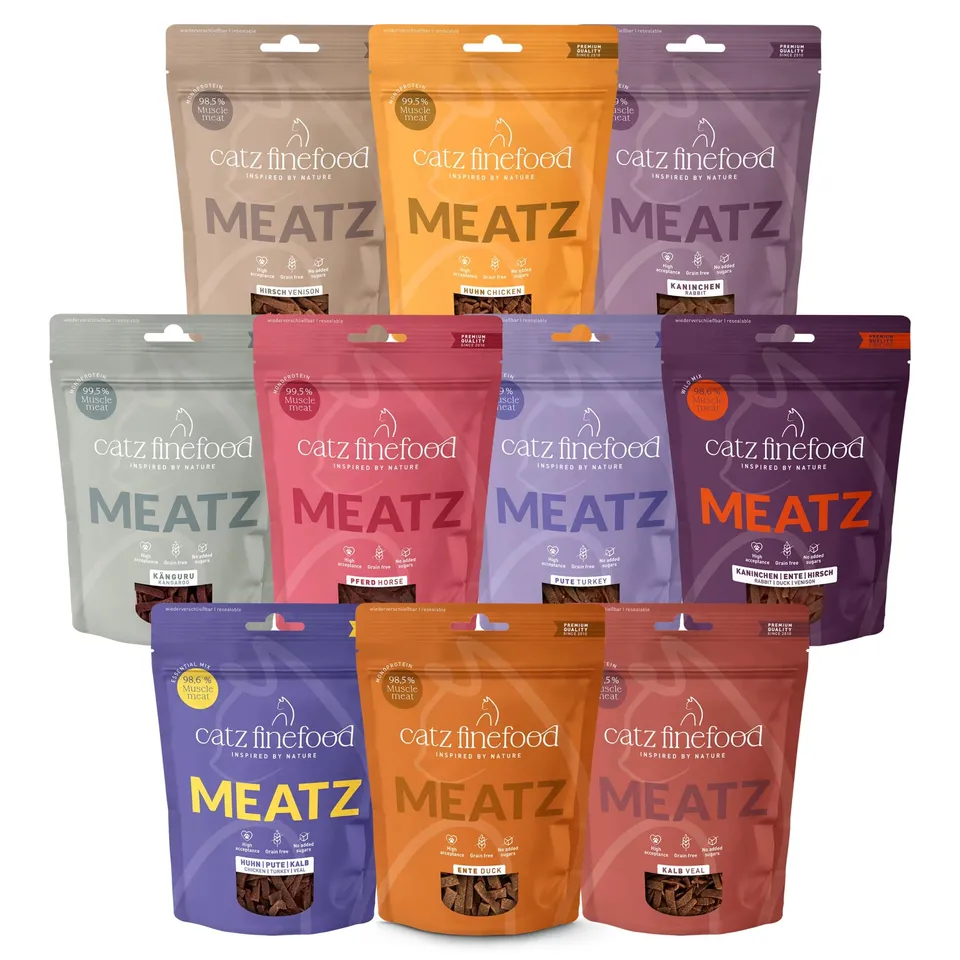 catz finefood Meatz Snack Fleischstreifen Mix-Paket 10x45g getreidefrei