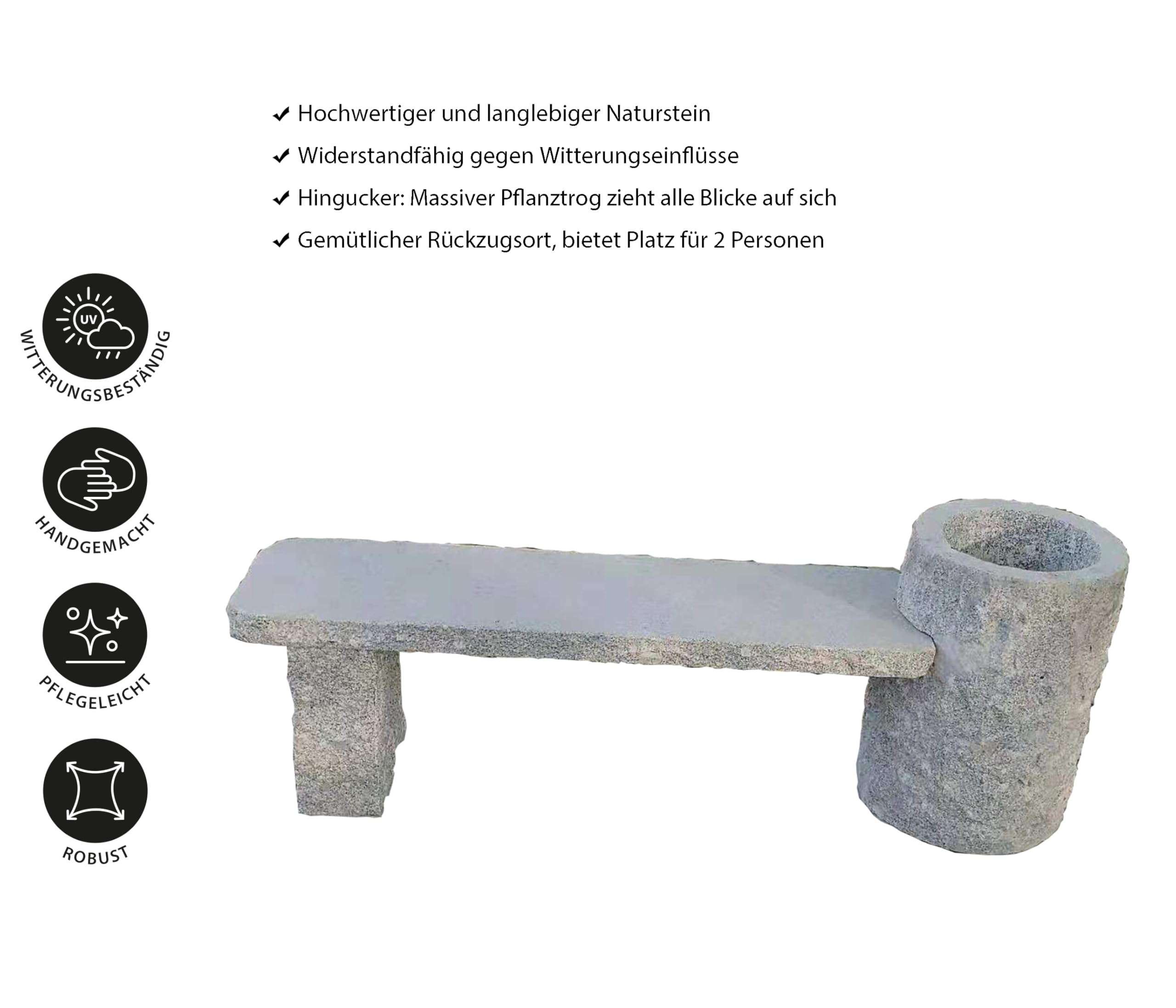 Dehner Flora Gartenbank Granit grau bepflanzbar