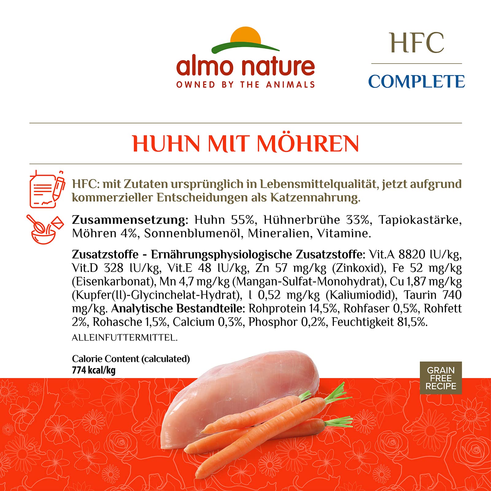 Almo Nature HFC Complete Katzennassfutter Huhn 24x70g