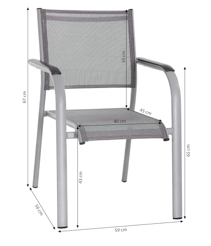 Dehner Dallas Stapelsessel 88x60x60 silber Alu