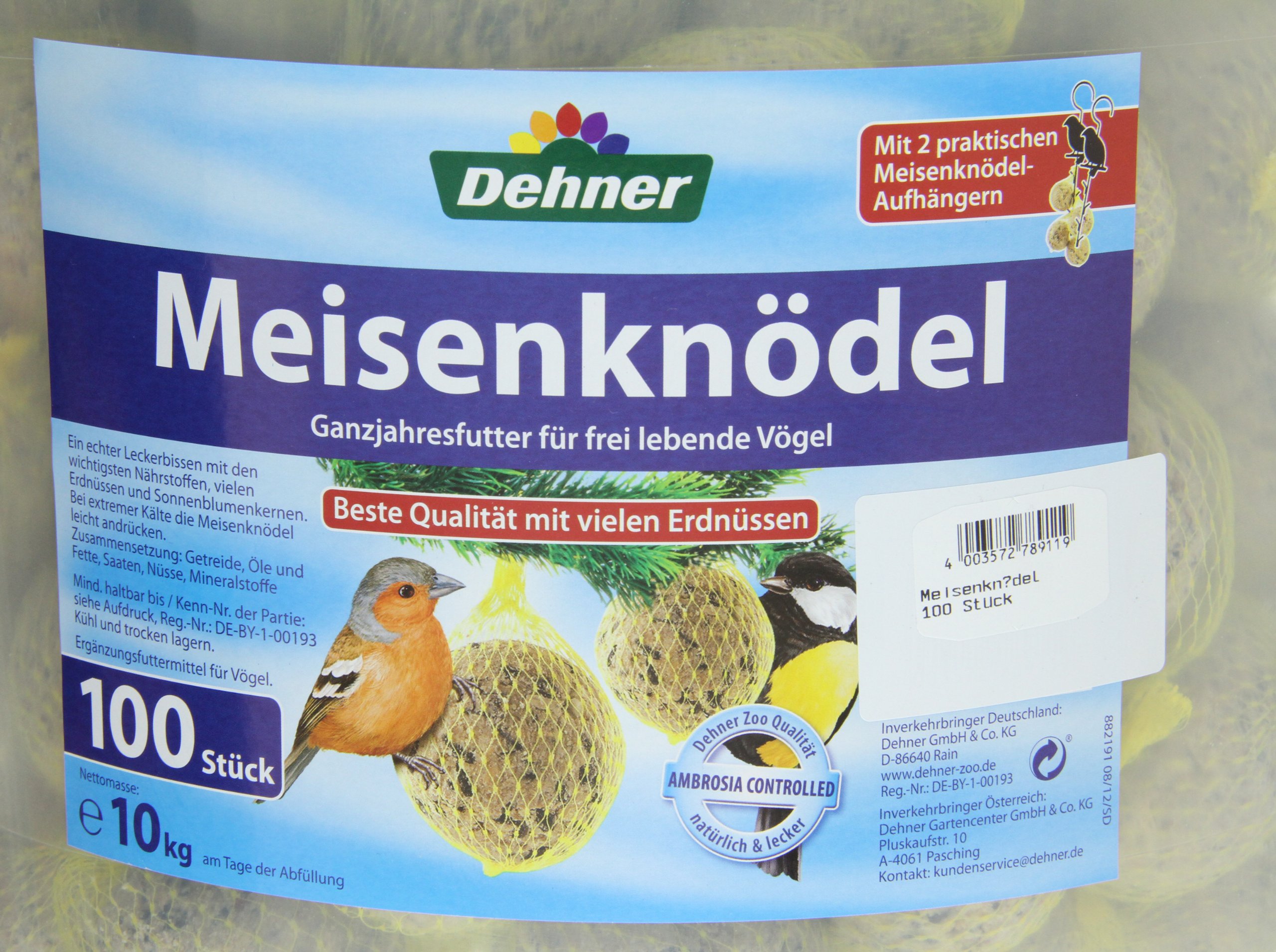Dehner Premium Lovely Meisenknödel 100 Stück mit Netz Erdnuss