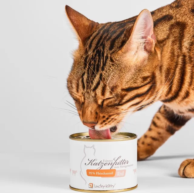 Lucky-Kitty Rind Nassfutter Katze 200g getreidefrei 95% Fleisch