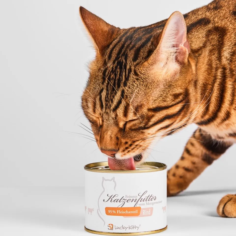 Lucky-Kitty Rind Nassfutter Katze 200g getreidefrei 95% Fleisch