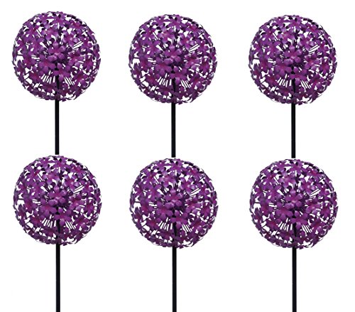 Dehner Allium Gartenstab Metall 6er Set violett 140 cm