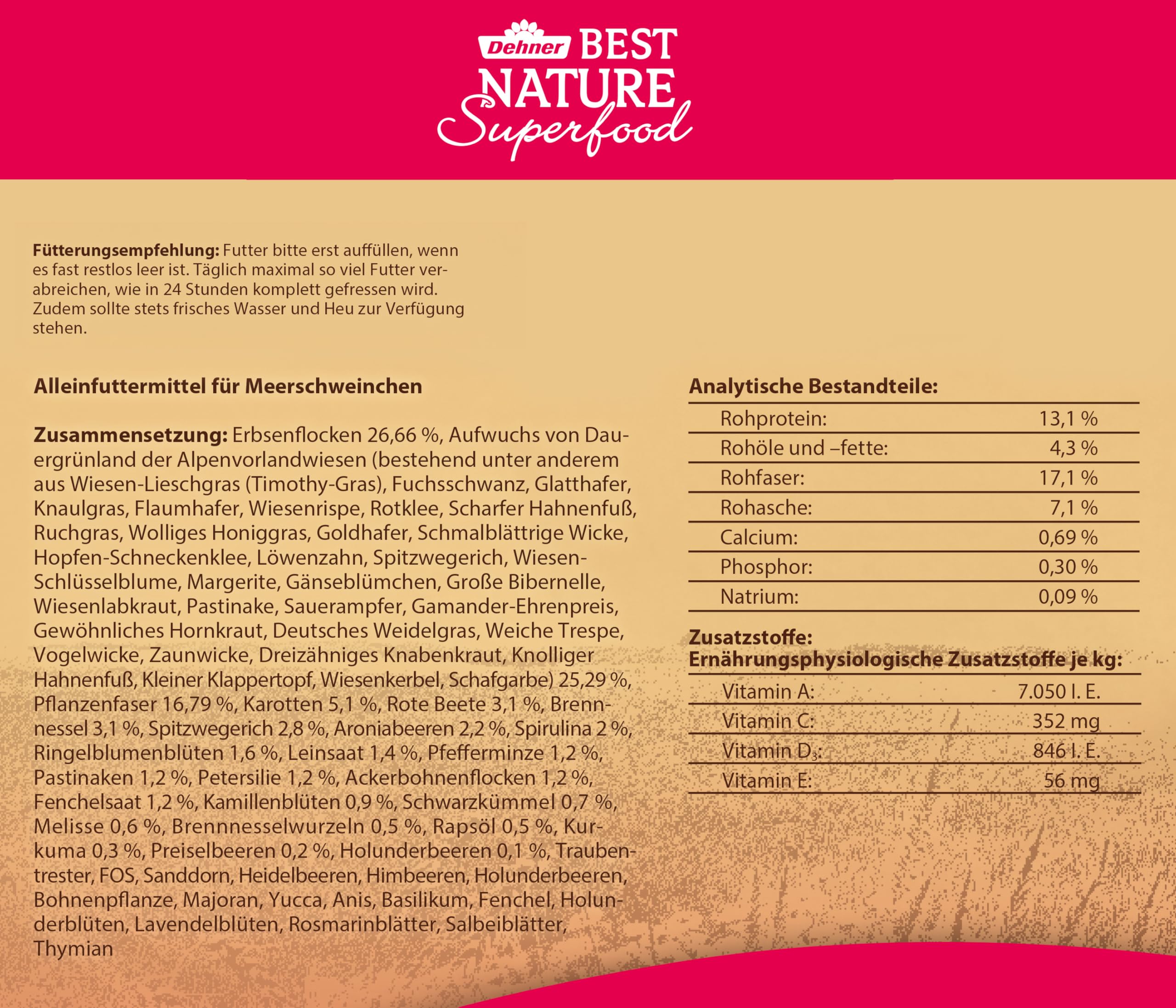 Dehner Best Nature Meerschweinchen Futter 1,5 kg getreidefrei
