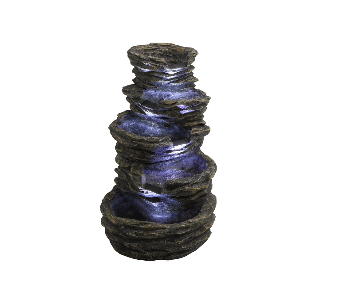 Dehner Gartenbrunnen Roccia LED Steinoptik 99cm grau