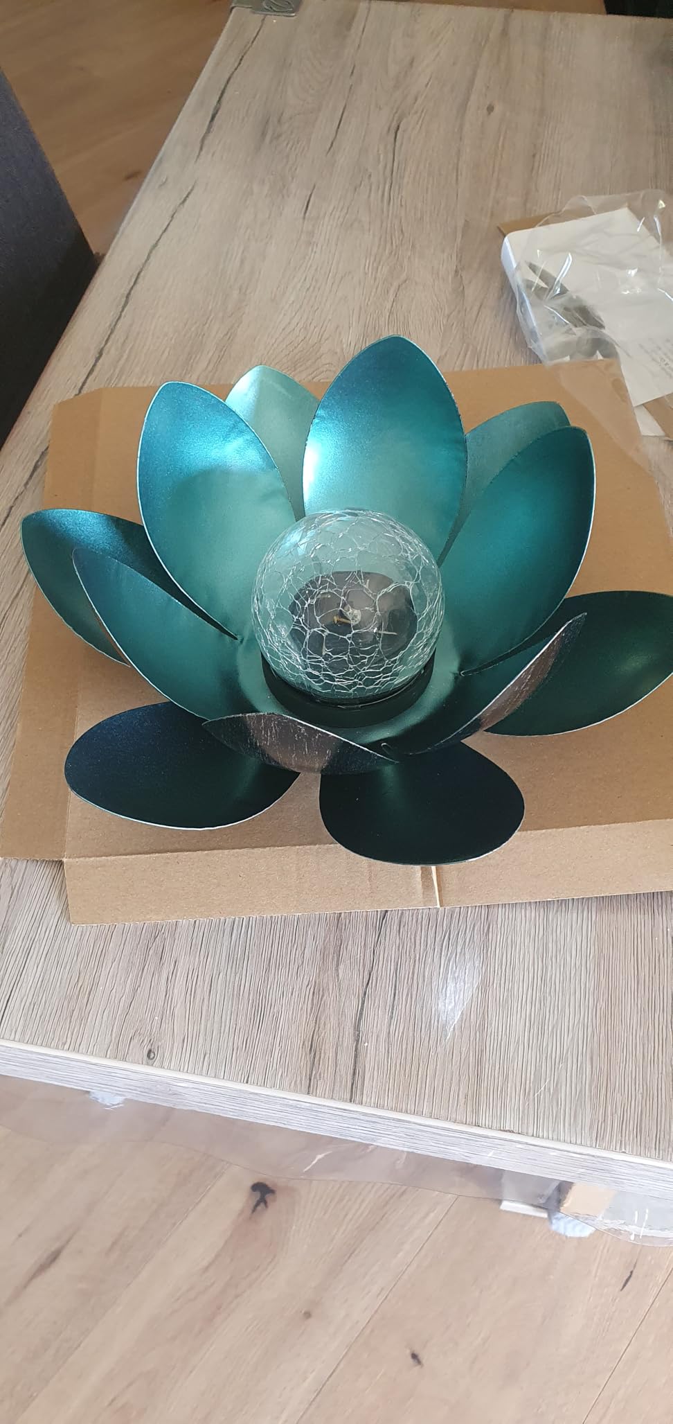 Dehner Premium Lovely Lotus Solarleuchte silber-blau Ø 27,5 cm