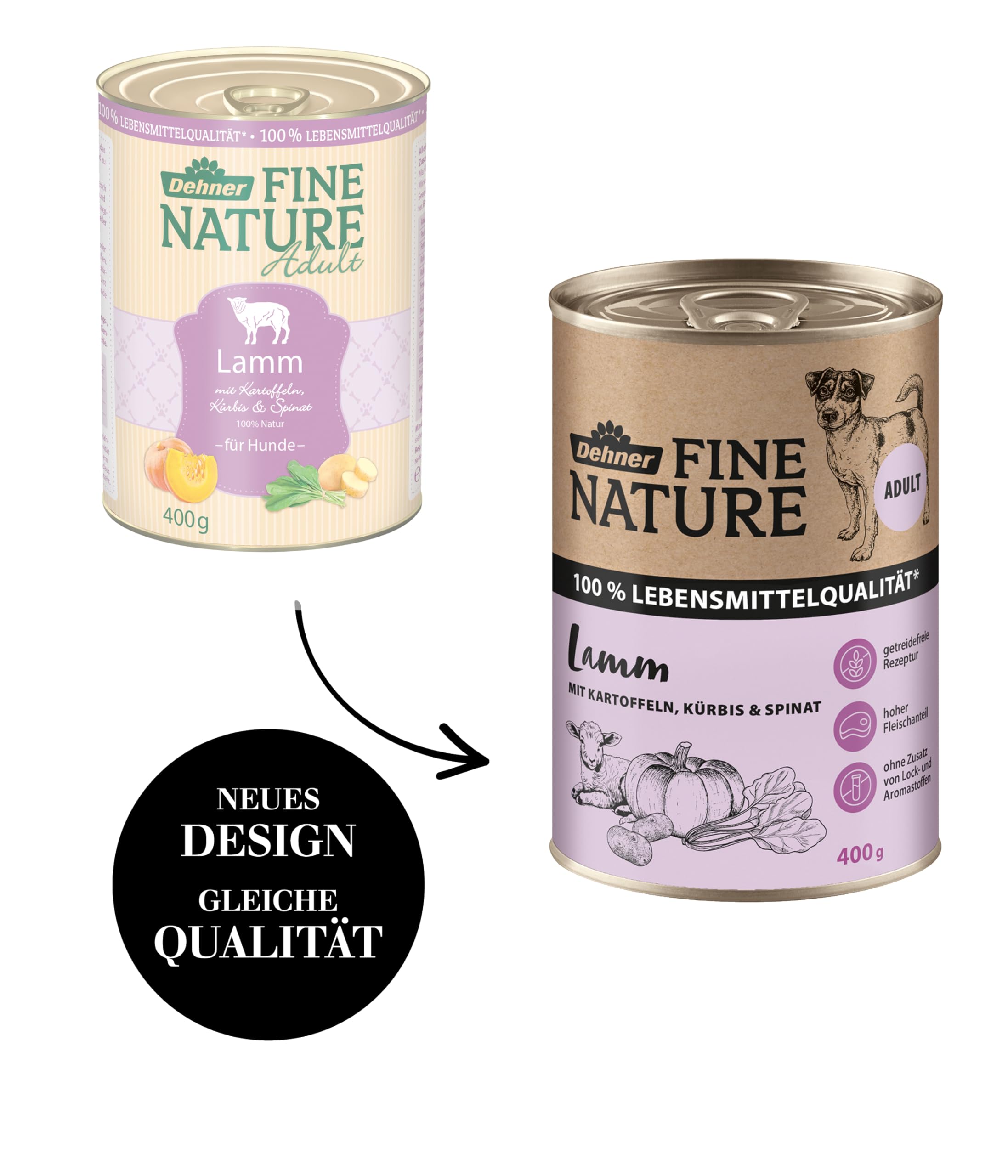 Dehner Fine Nature Lamm Hundefutter nass 6x400g getreidefrei