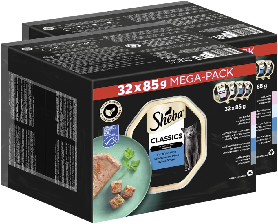 Sheba Classics Pastete Nassfutter Fisch-Variation 64x85g MSC