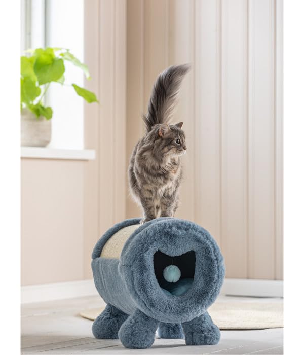 Dehner Premium Lovely Kratzhöhle Katze blau beige 40x37 Sisal