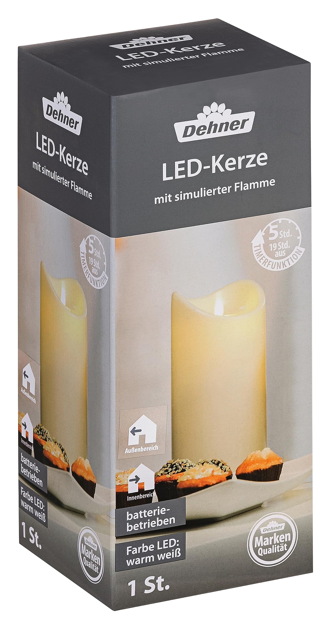 Dehner LED-Kerze Outdoor creme Ø 8,9 cm 22,8 cm