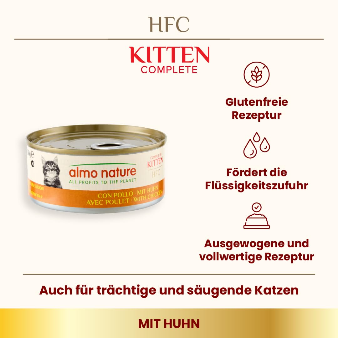 Almo Nature HFC Kitten Nassfutter Huhn 24x150g glutenfrei