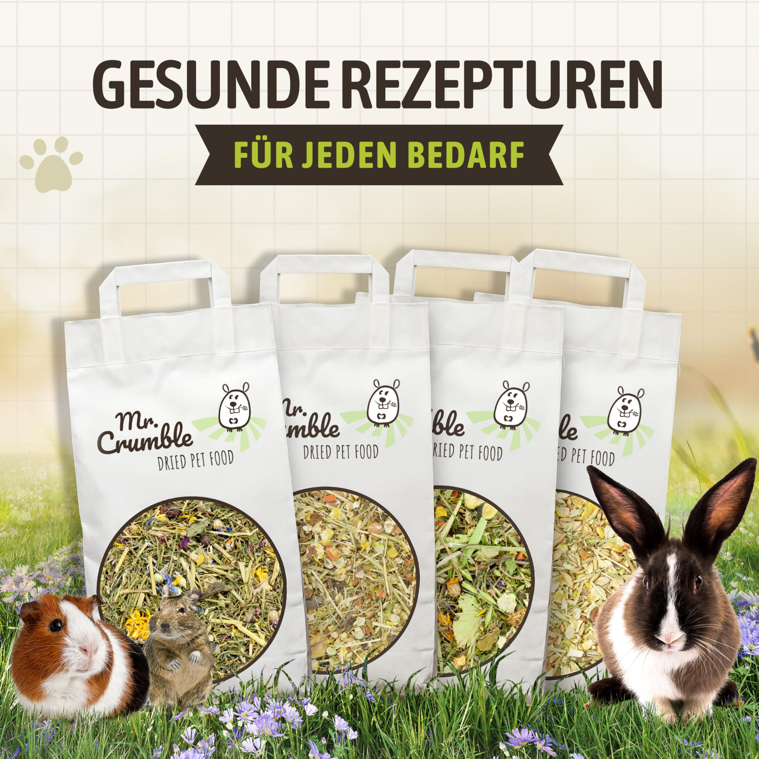 Mr. Crumble Wildwiese Struktur-Futter Nagerfutter 1kg getreidefrei