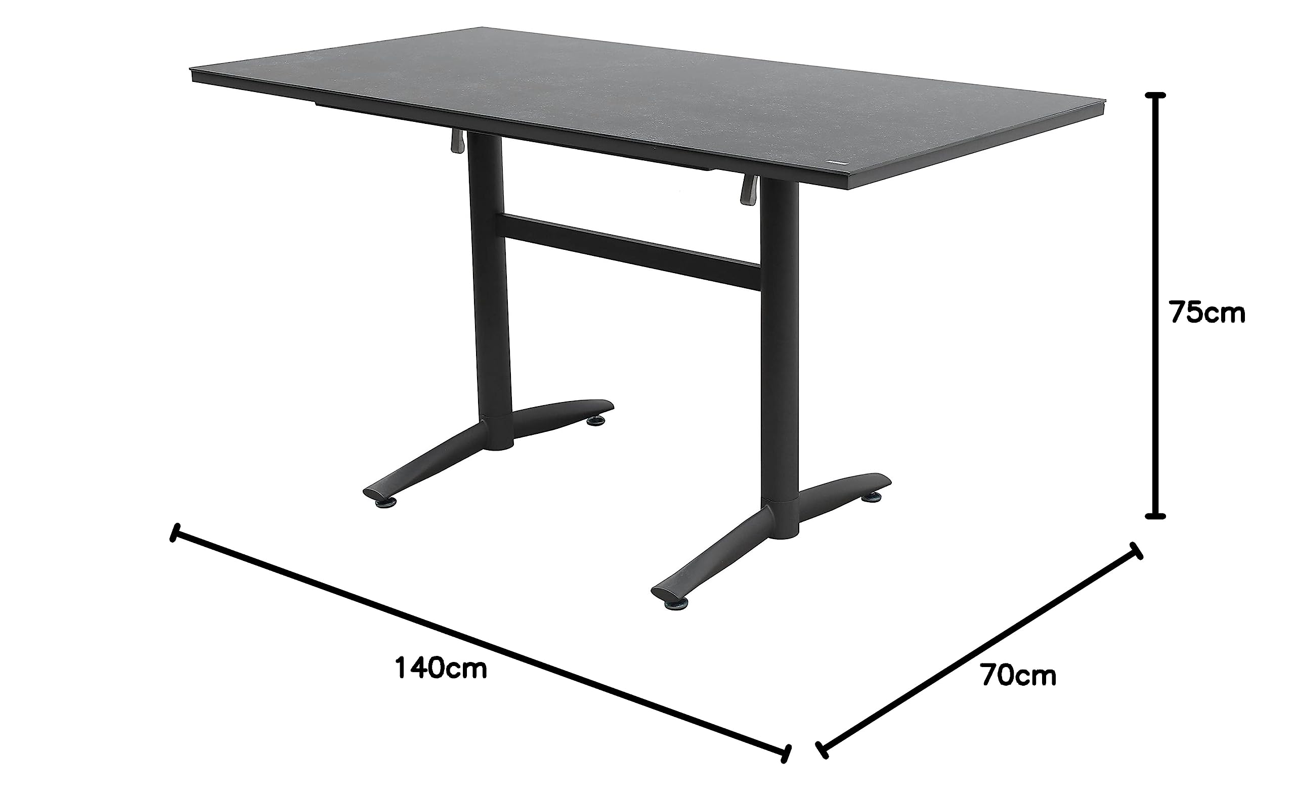 Dehner Riverside Klapptisch grau 140x75 cm Aluminium Keramik