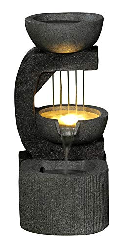 Dehner Salerno Gartenbrunnen LED Polyresin dunkelgrau 69cm