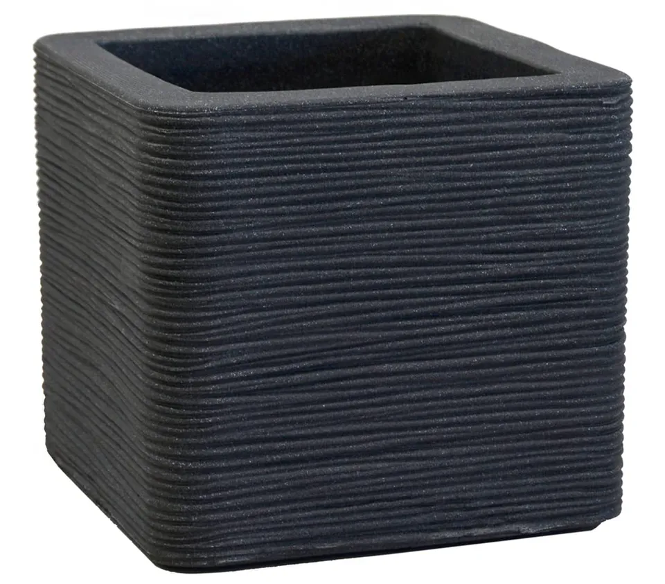 Dehner Rille Pflanztopf Kunststoff 40x40x34 cm anthrazit