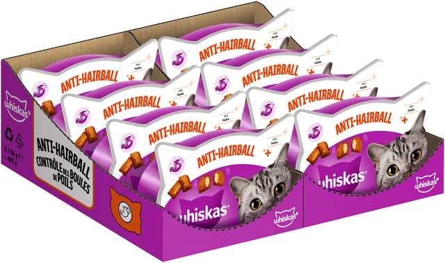 Whiskas Anti-Hairball Katzensnack Huhn 8x60g knusprig