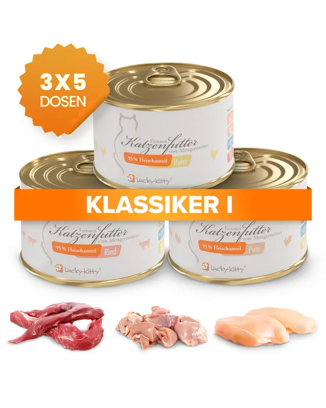 Lucky-Kitty Klassiker I Sparpaket Nassfutter 15x200g Mix